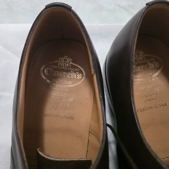 made in England Church's Men's Chololate  Brown Color oxford Shoes (size UK11) - Picture 3 of 8